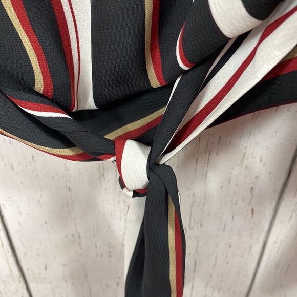 Guess Striped Off The Shoulder Bell Sleeve Blouse - Picture 9 of 16